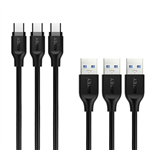 AUKEY CB-CMD3 Cable USB-C tipo C a USB 3.0, 1 m paquete de 3 negro